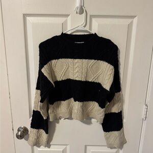 Zara Black and Cream Striped Sweater